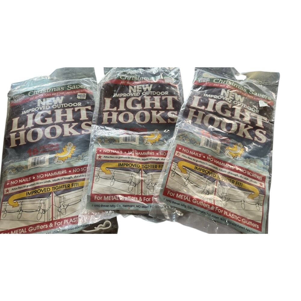 Steven Mfg Co Outdoor Light Hooks 1990 One Sealed Plus Two Open‎ Packs READ